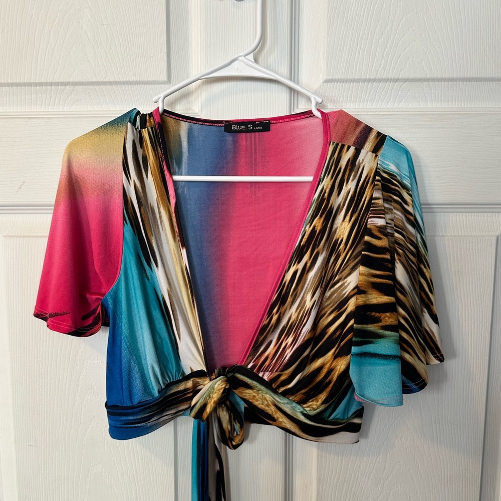 Leopard Print Bright Multi Colored Two Piece Pant… - image 4